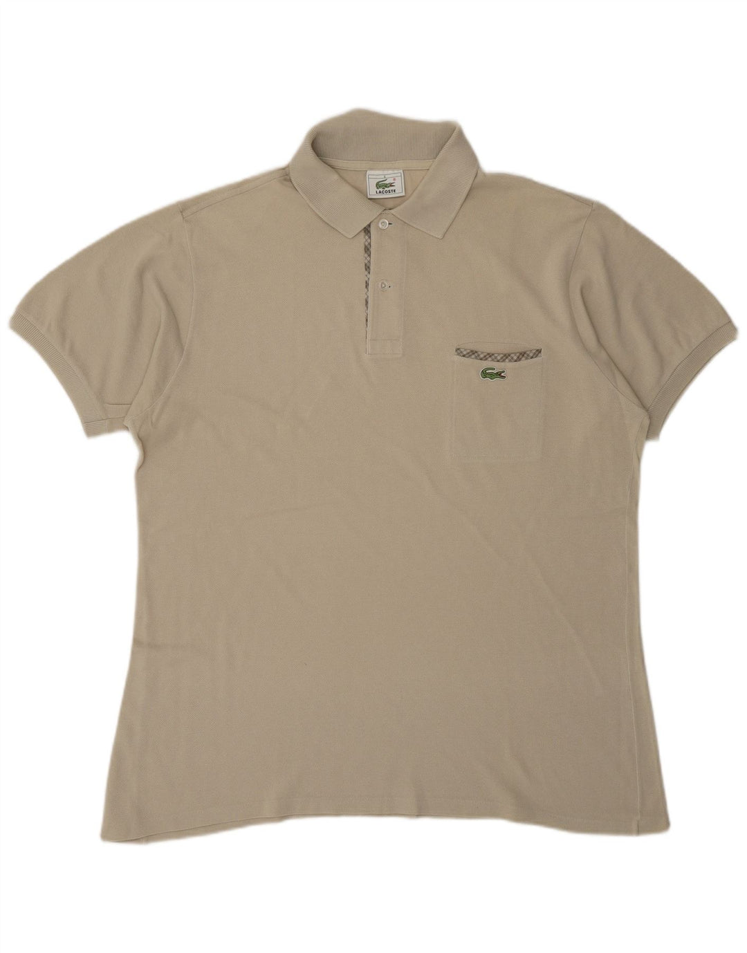 LACOSTE Mens Polo Shirt Size 5 Large Beige Cotton