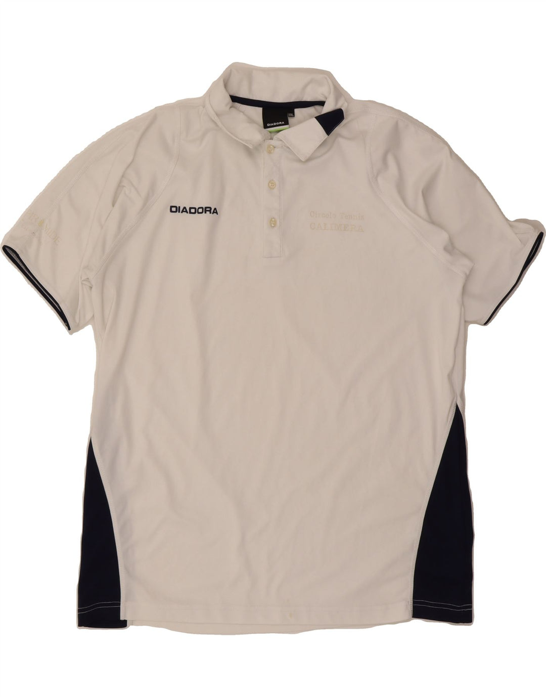 DIADORA Mens Polo Shirt 2XL White Colourblock Polyester Vintage Diadora and Second-Hand Diadora from Messina Hembry 