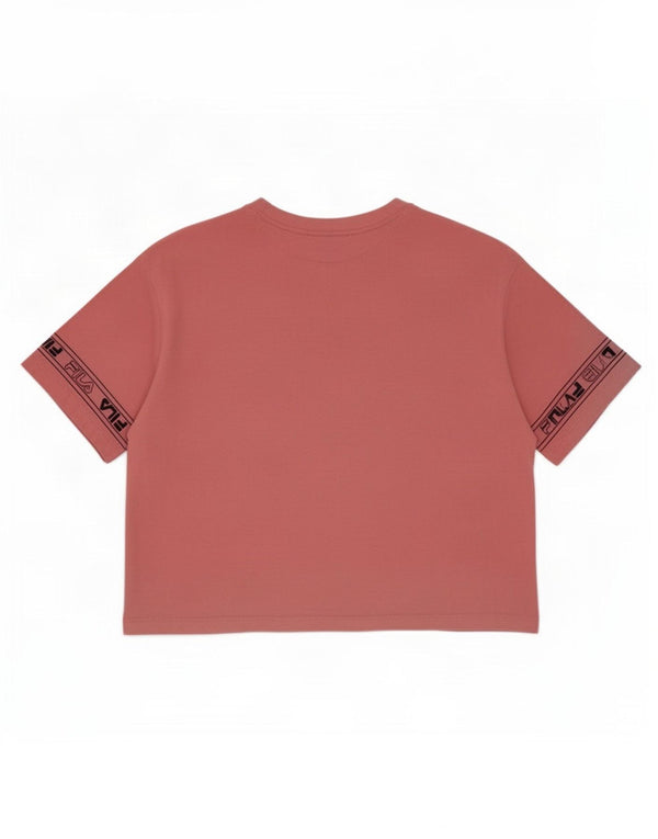 Fila Γυναικείο Crop Graphic T-Shirt Top UK 12 Medium Pink Cotton