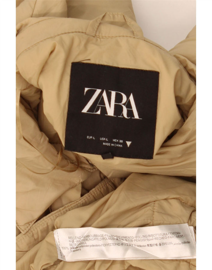 Zara Γυναικείο Παλτό UK 16 Large Beige Polyester