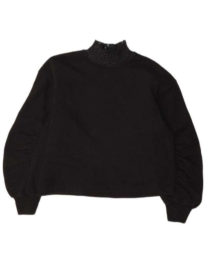 Zara Γυναικεία Μακρυμάνικη Μπλούζα Oversized Μπλούζα UK 10 Small Black Cotton