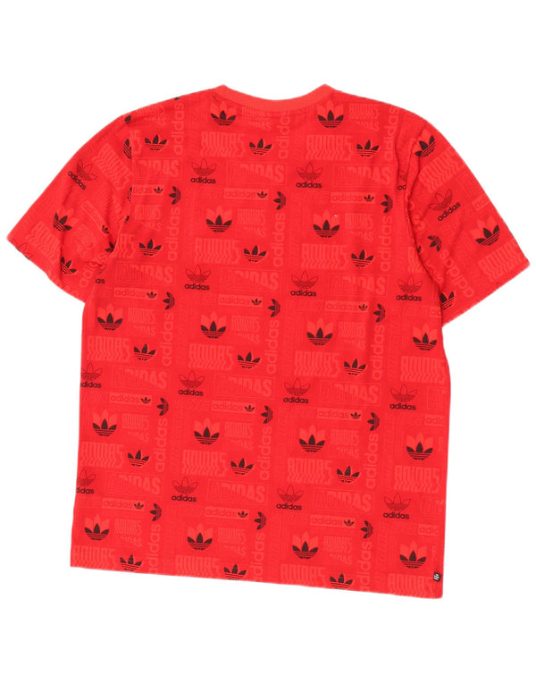 Ανδρικό κανονικό γραφικό μπλουζάκι Adidas Top μεσαίο κόκκινο πολυεστέρας