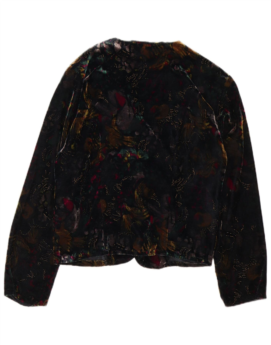 Vintage Γυναικείο Open Velvet Blazer Jacket UK 14 Medium πολύχρωμο Floral