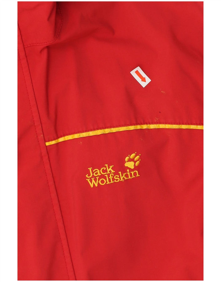 JACK WOLFSKIN Boys Graphic Hooded Rain Jacket 13-14 Years Red Polyamide