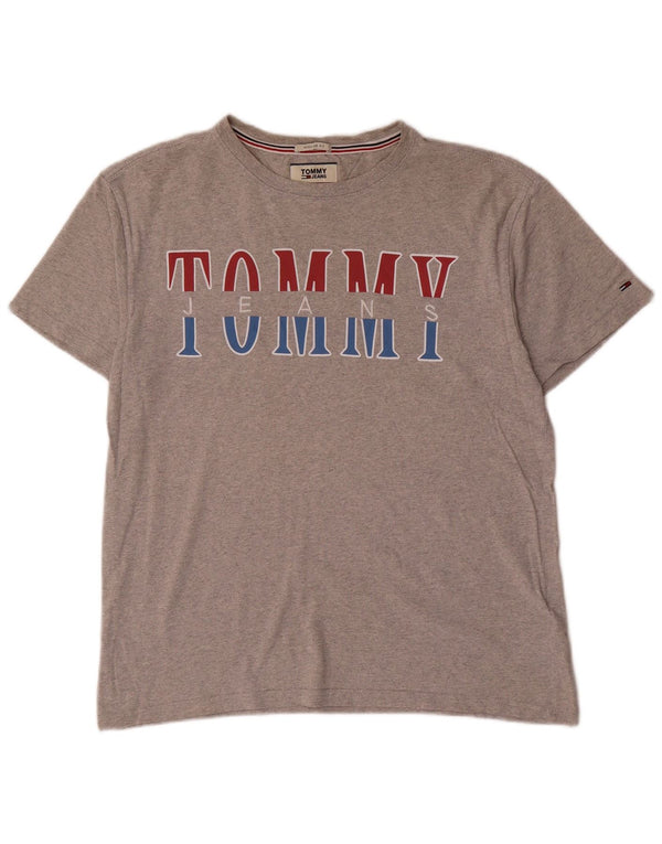 TOMMY HILFIGER Γυναικείο γραφικό μπλουζάκι με κανονική εφαρμογή Top UK 14 Medium Grey