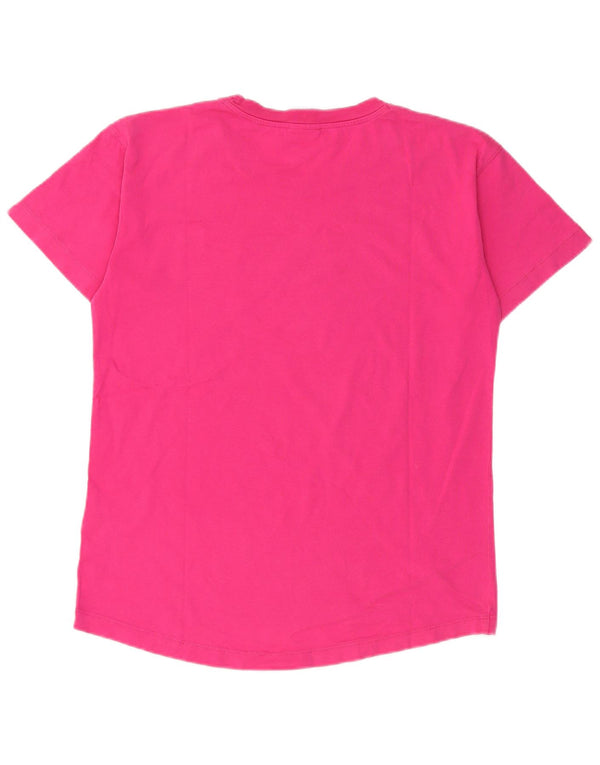 Champion Γυναικείο γραφικό T-Shirt Top UK 10 Small Pink Cotton
