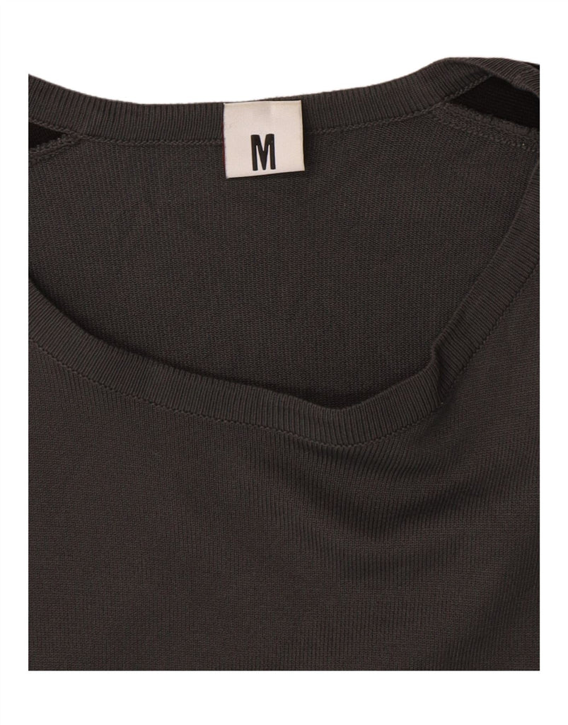 BIKKEMBERGS Womens Boat Neck Jumper Sweater UK 14 Medium Grey Colourblock Vintage Bikkembergs and Second-Hand Bikkembergs from Messina Hembry 