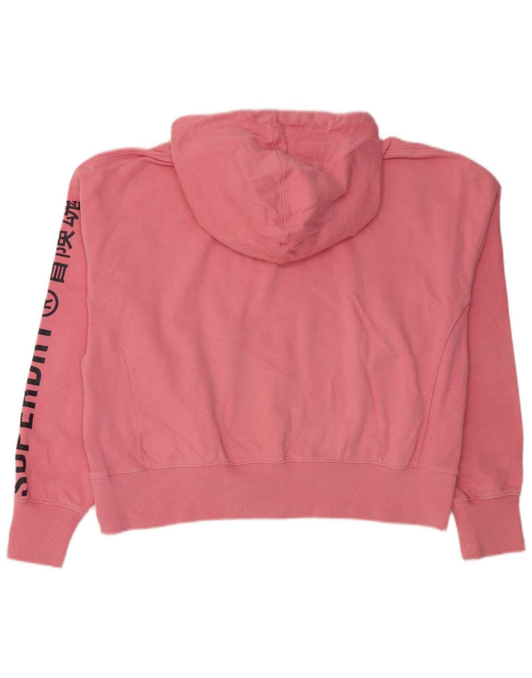 SUPERDRY Γυναικείο Crop Graphic Oversized Hoodie Jumper UK 16 Large Pink