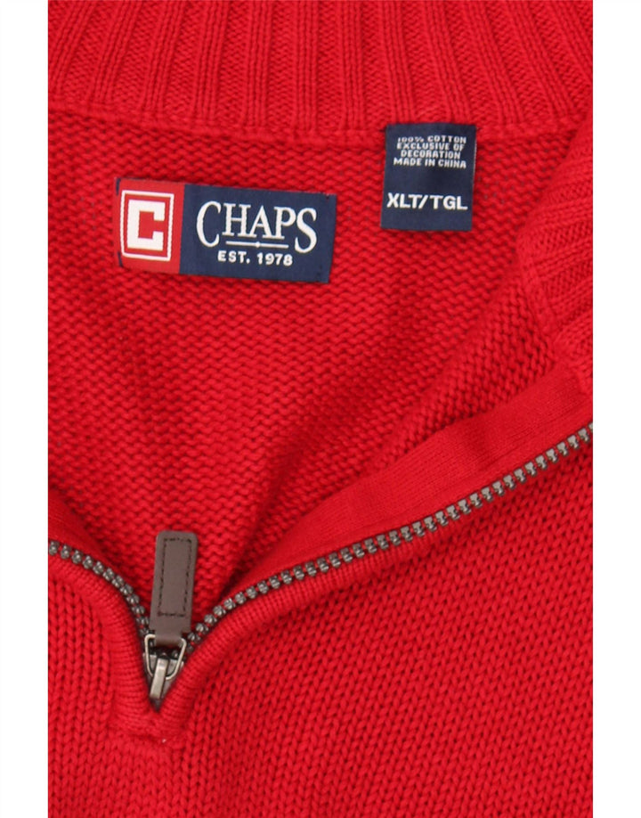 CHAPS Mens Zip Neck Jumper Sweater XL Red Cotton Vintage Chaps and Second-Hand Chaps from Messina Hembry 