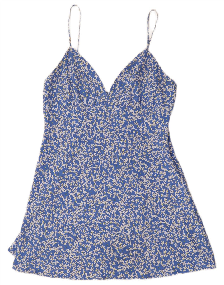 Zara Γυναικείο Sundress UK 14 Large Blue Floral Polyester