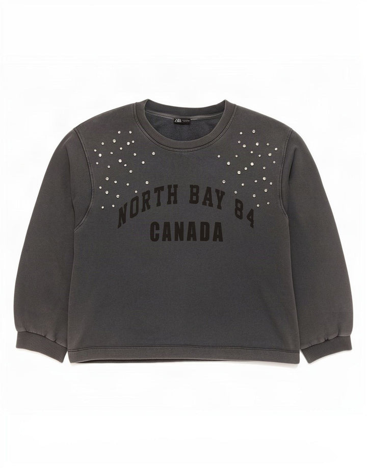 Zara Γυναικεία Φούτερ με γραφικά υπερμεγέθη Jumper UK 14 Medium Grey