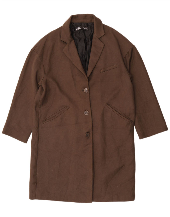 Zara Γυναικείο Oversized Πανωφόρι UK 14 Medium Brown Πολυεστέρας