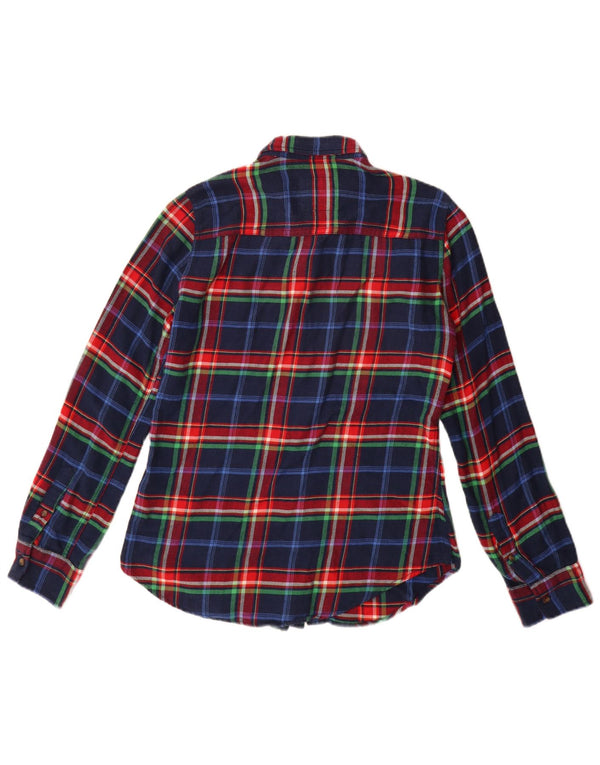 Abercrombie & Fitch γυναικείο φανελένιο πουκάμισο UK 10 Small Navy Blue Check