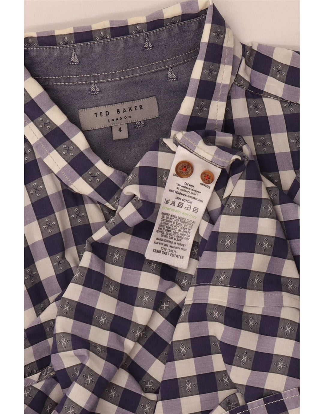 Ανδρικό πουκάμισο Ted Baker Νούμερο 4 Μεγάλο Μωβ βαμβακερό Gingham