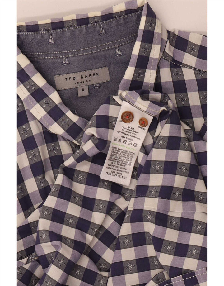 Ανδρικό πουκάμισο Ted Baker Νούμερο 4 Μεγάλο Μωβ βαμβακερό Gingham