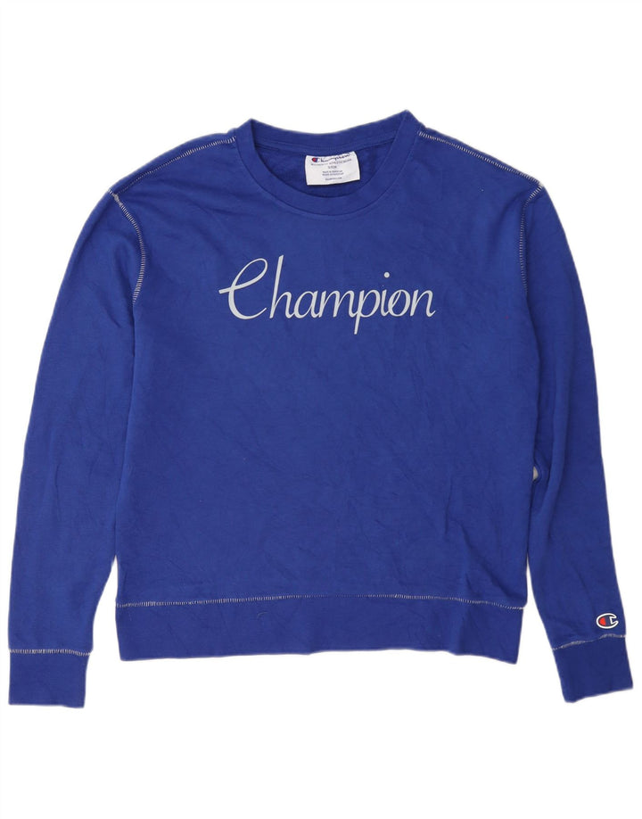 Champion Γυναικεία γραφικά υπερμεγέθη φούτερ Jumper UK 10 Small Blue Cotton