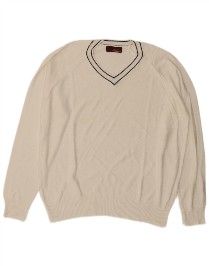 Ανδρικό πουλόβερ Zara με V λαιμόκοψη XL Λευκό