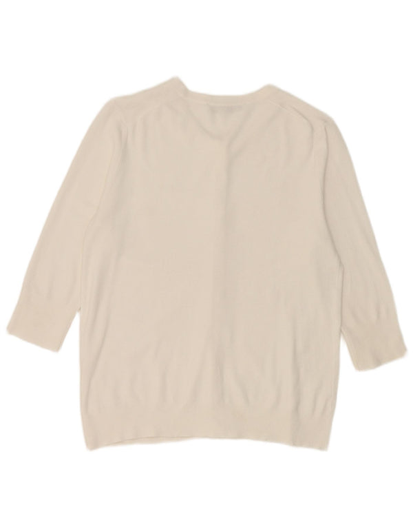 Zara Γυναικείο πουλόβερ ζακέτα 3/4 μανίκι UK 18 XL Λευκό