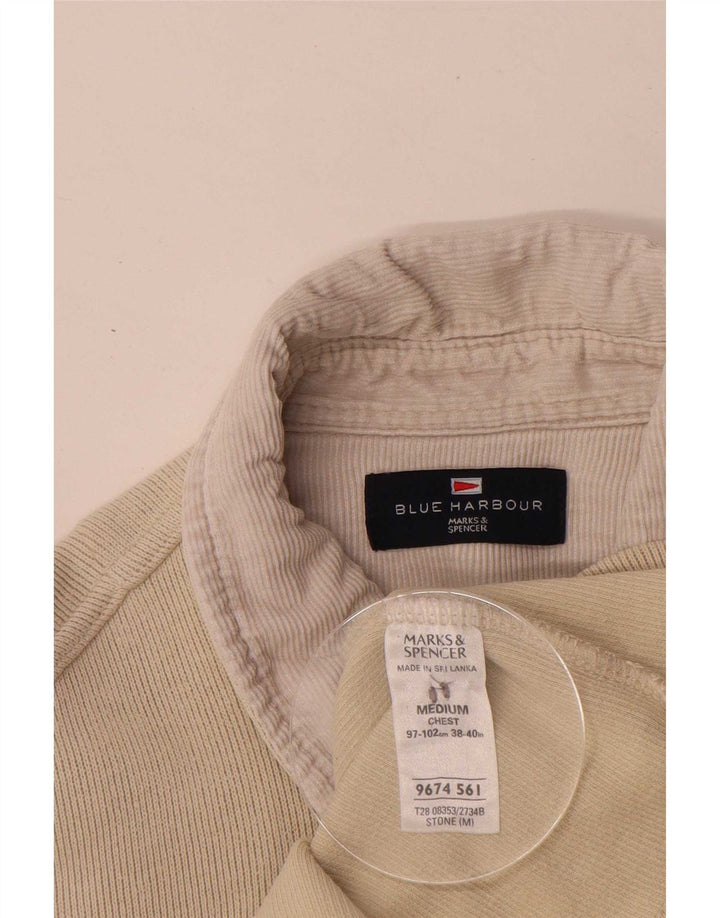 Ανδρικό μακρυμάνικο μπλουζάκι πόλο Marks & Spencer από βαμβακερό μεσαίο μπεζ