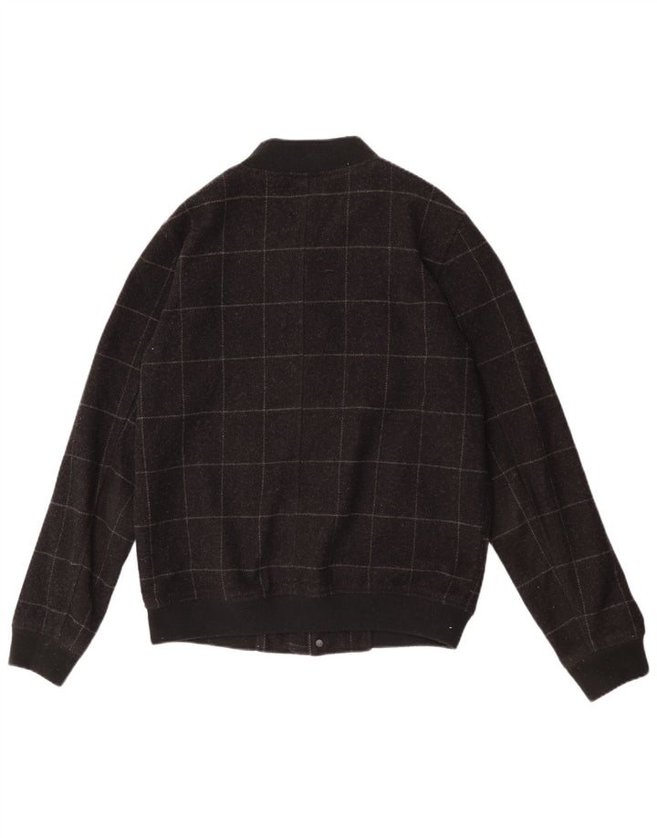 Zara Ανδρικό Bomber Jacket UK 38 Medium Black Check Wool