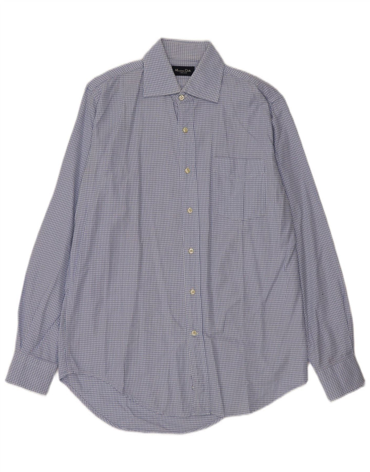 Ανδρικό πουκάμισο Massimo Dutti Μέγεθος 40 Μεσαίο Μπλε Houndstooth Βαμβακερό