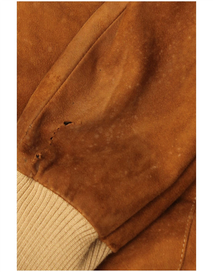Vintage Ανδρικό Suede Bomber Jacket IT 52 XL Καφέ Δερμάτινο