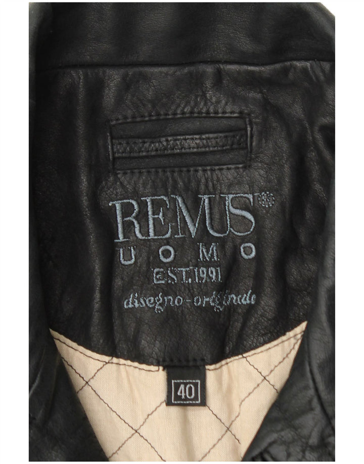 REMUS Ανδρικό Δερμάτινο Παλτό UK 40 Large Black Leather