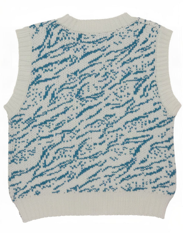 Zara Γυναικείο φανελάκι γραφικό Crop Tank Top UK 12 Medium Blue Floral Βαμβακερό