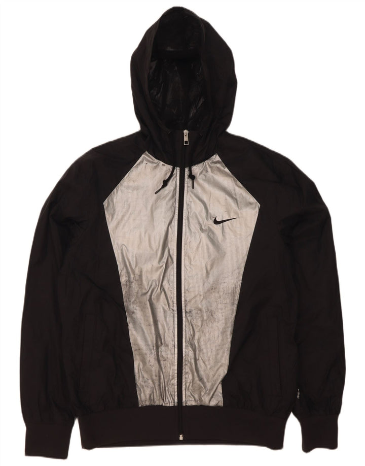 Ανδρικό μπουφάν βροχής με κουκούλα Nike UK 38 Medium Black Colorblock Nylon