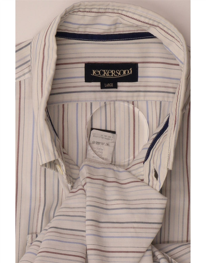 JECKERSON Mens Shirt Large White Striped Cotton