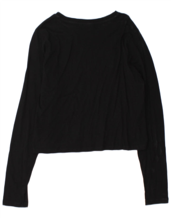 Fila Γυναικείο Crop Graphic Top Μακρυμάνικο UK 14 Large Μαύρο
