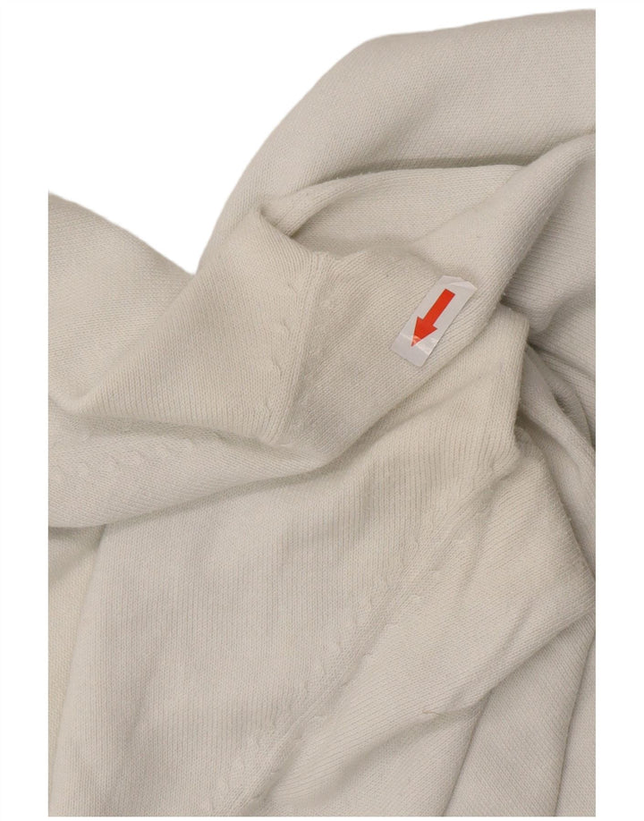 Γυναικείο πουλόβερ ZARA με V λαιμόκοψη UK 14 μεγάλο λευκό βαμβακερό