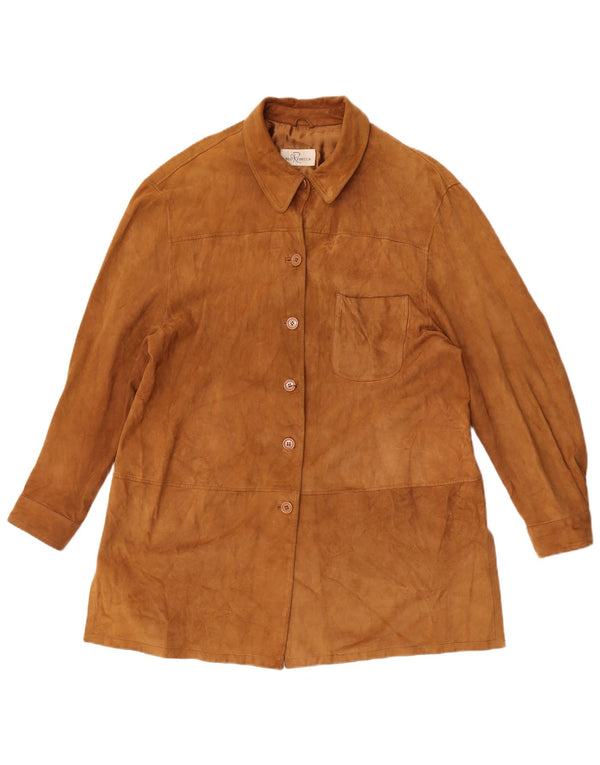 Vintage γυναικείο σουέτ φόρεμα UK 18 XL καφέ δέρμα