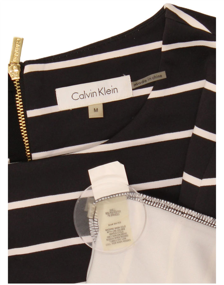 CALVIN KLEIN Γυναικείο τοπ 3/4 μανίκι UK 14 μεσαίο μαύρο ριγέ πολυεστέρας