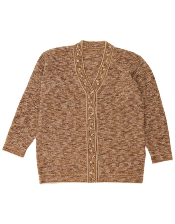 Vintage Womens Cardigan Sweater IT 48 XL Brown Flecked Mohair