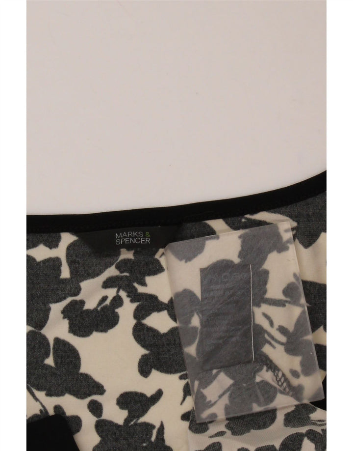 MARKS & SPENCER Γυναικεία Μπλούζα Τοπ UK 16 Large Black Floral Polyester