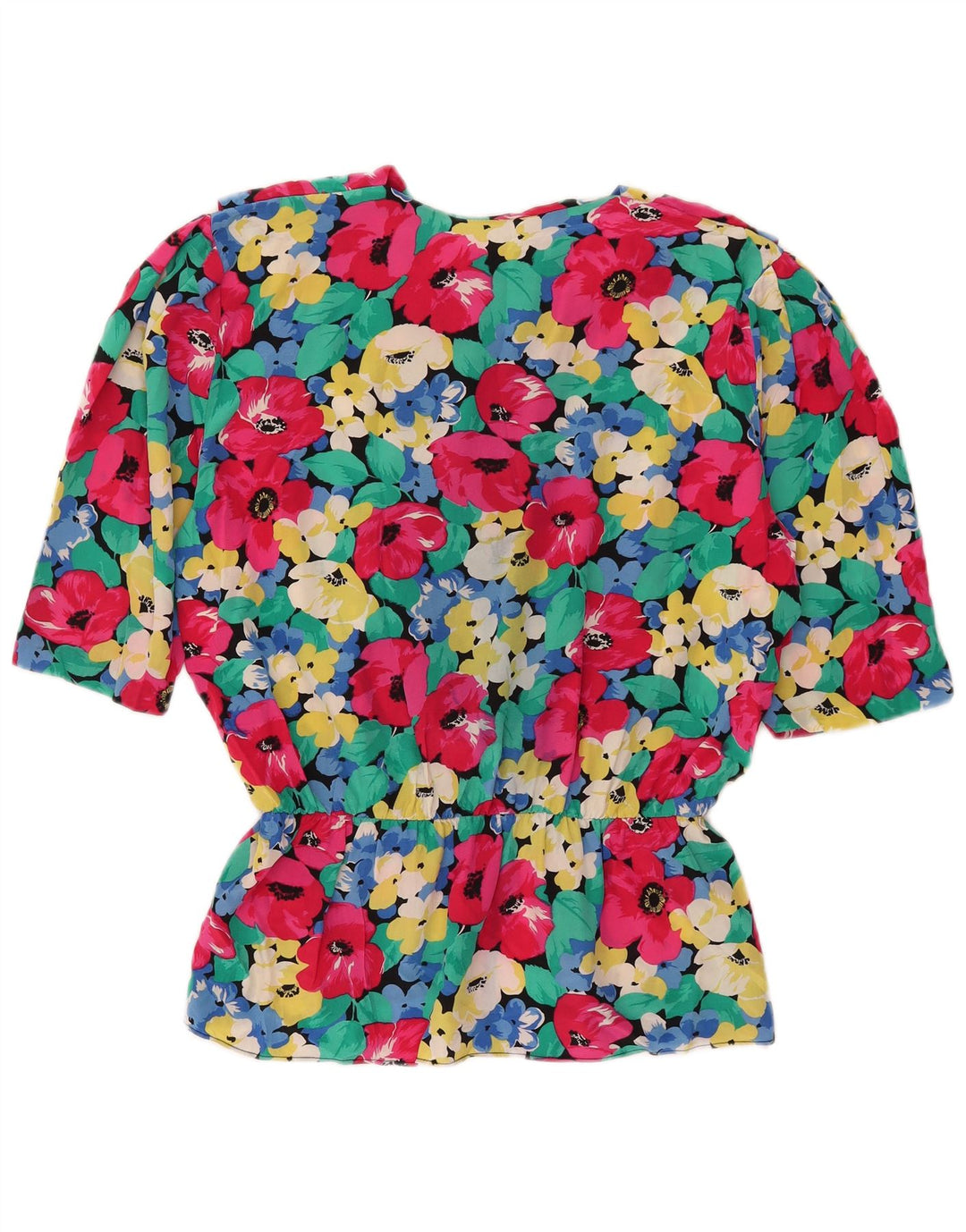 Vintage γυναικεία μπλούζα με μανίκια 3/4 Top IT 46 Μεγάλο πολύχρωμο φλοράλ