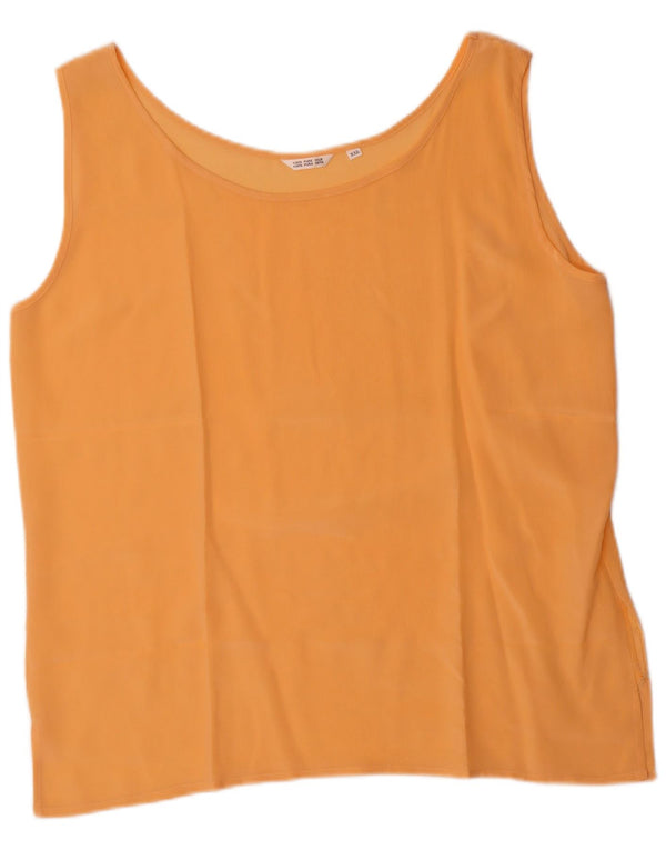 VINTAGE Womens Sleeveless Blouse Top UK 20 2XL Orange Silk