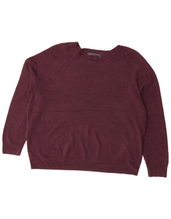 Γυναικείο πουλόβερ Marks & Spencer Loose Fit Crew Neck Jumper UK 18 XL Burgundy