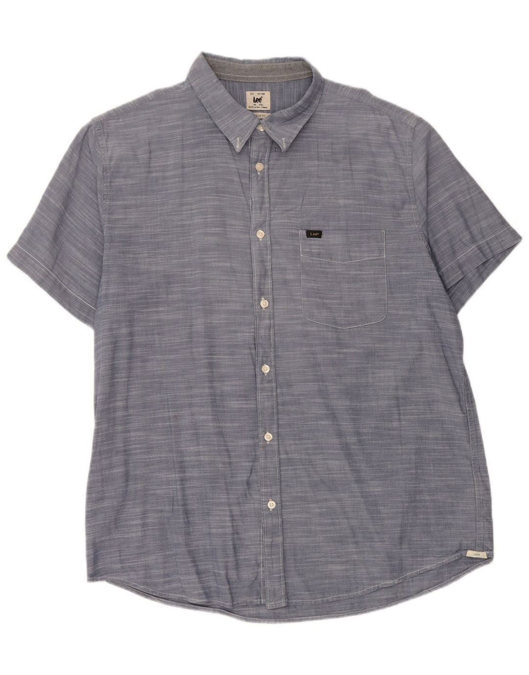 Ανδρικό κοντομάνικο πουκάμισο κανονικής εφαρμογής LEE 2XL μπλε βαμβακερό