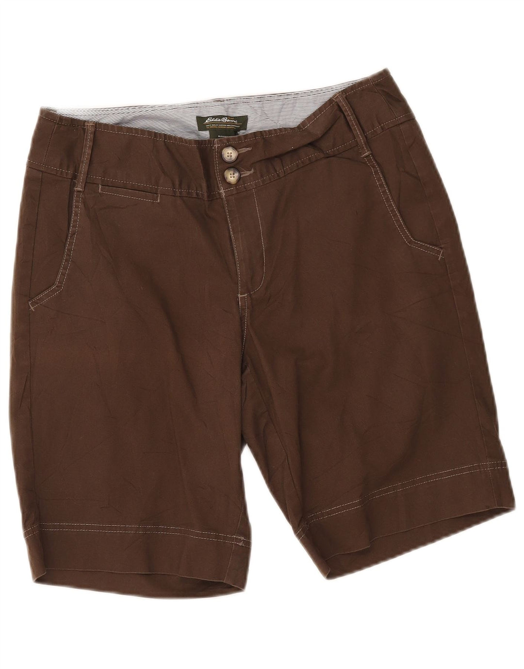 Eddie Bauer Γυναικείο σορτς βερμούδα με μπλέικ φόρμα US 8 μεσαίο W30 καφέ βαμβακερό