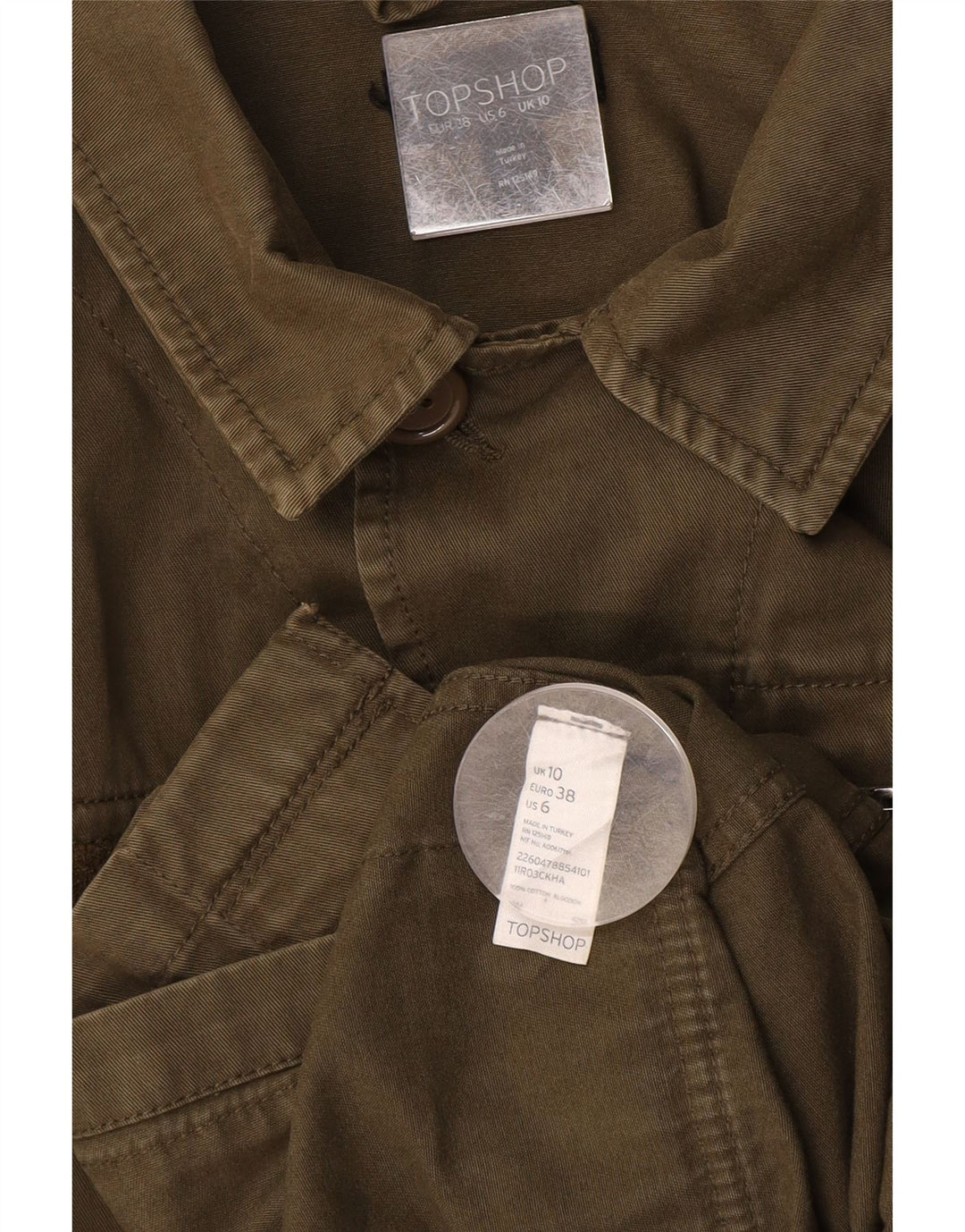 TOPSHOP Γυναικείο Στρατιωτικό Μπουφάν UK 10 Μικρό Χακί Βαμβακερό