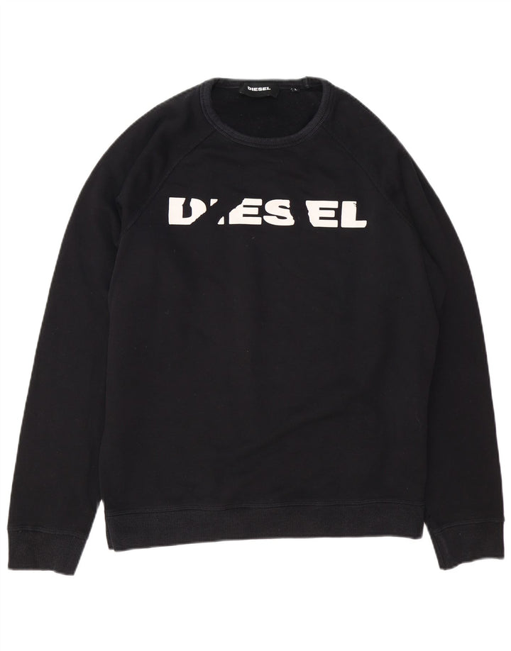 Diesel Ανδρικό γραφικό φούτερ Jumper μεγάλο μαύρο βαμβακερό