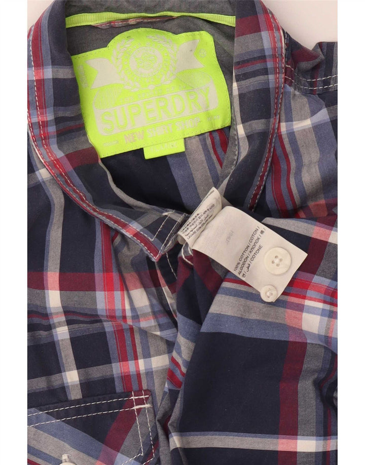 Ανδρικό πουκάμισο Superdry XL Navy Blue Check Cotton