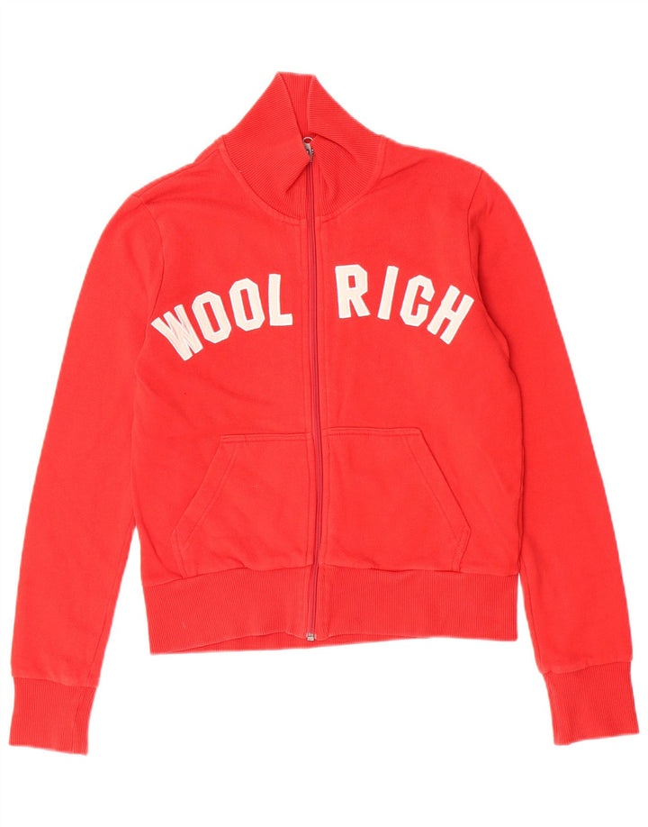 Woolrich Γυναικεία αθλητική φόρμα γραφικά Top Jacket UK 12 μεσαίο κόκκινο βαμβακερό