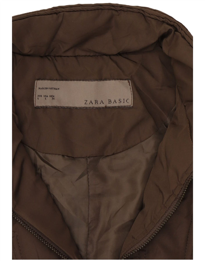 Zara Γυναικείο Καπιτονέ μπουφάν UK 16 Large Brown Πολυεστέρας