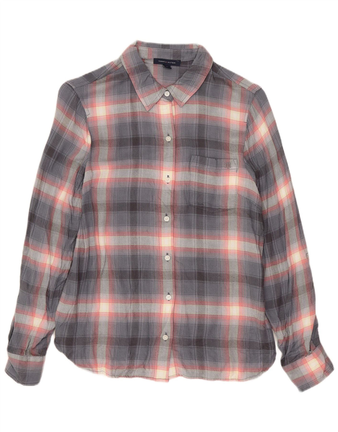 Tommy Hilfiger γυναικείο πουκάμισο UK 10 Small Grey Check Rayon