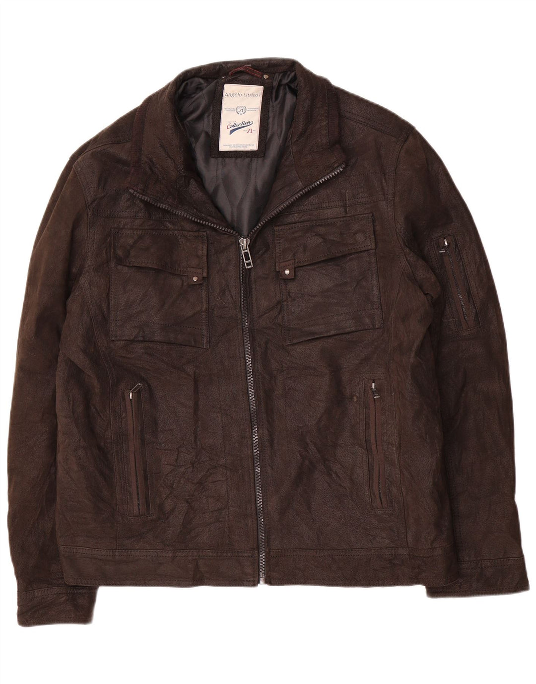 Angelo Litrico Ανδρικό Δερμάτινο Μπουφάν UK 42 XL Καφέ Δερμάτινο