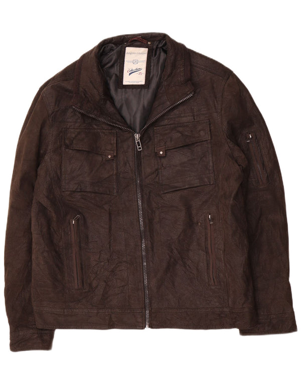 Angelo Litrico Ανδρικό Δερμάτινο Μπουφάν UK 42 XL Καφέ Δερμάτινο