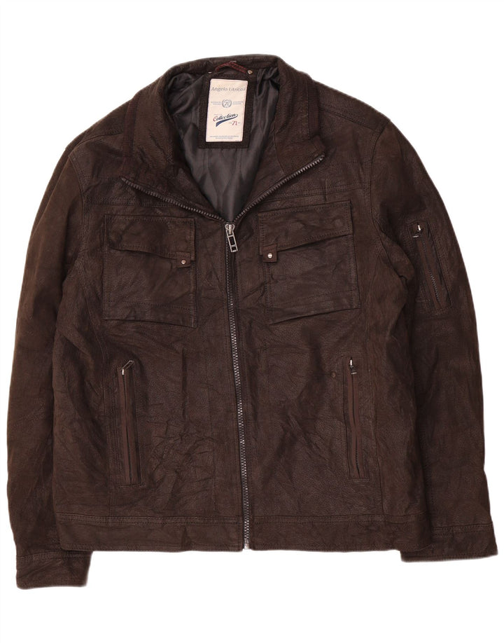 Angelo Litrico Ανδρικό Δερμάτινο Μπουφάν UK 42 XL Καφέ Δερμάτινο